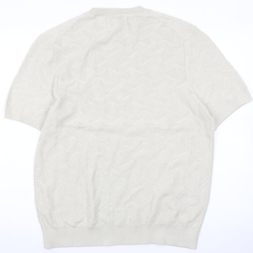 Marks and Spencer Men’s Beige Cotton Short Sleeve Crew Neck Jumper L