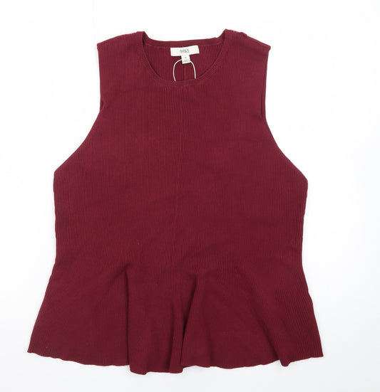 Marks and Spencer Womens Red Sleeveless Knit Tank Top XL