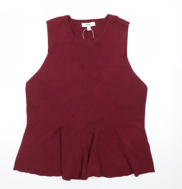 Marks and Spencer Womens Red Sleeveless Knit Tank Top XL