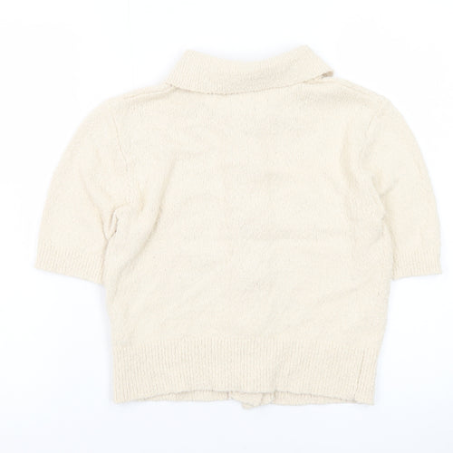Marks and Spencer Women's Beige Collared Short Sleeve Cardigan XS