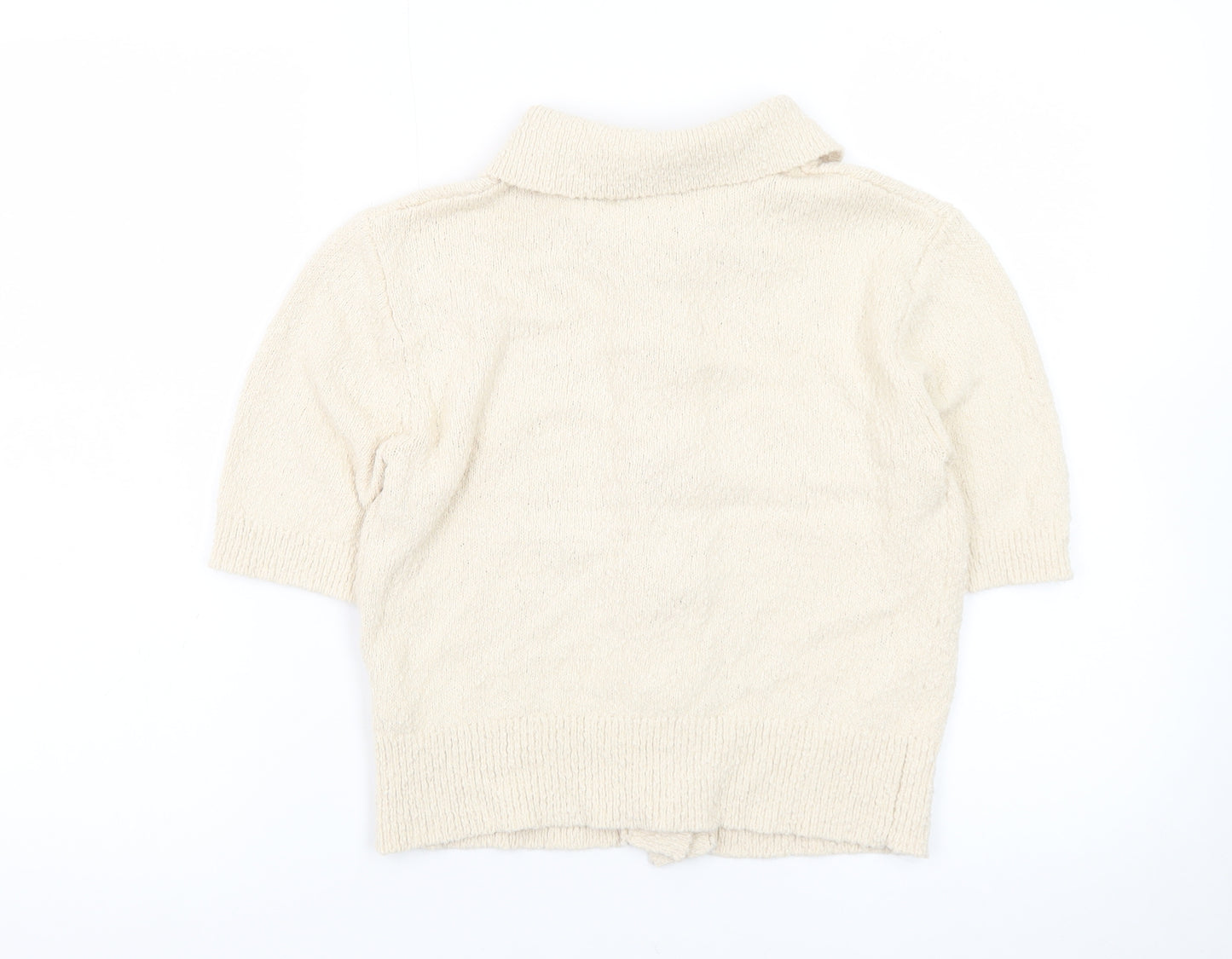 Marks and Spencer Women's Beige Collared Short Sleeve Cardigan XS