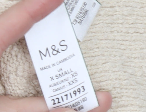 Marks and Spencer Women's Beige Collared Short Sleeve Cardigan XS