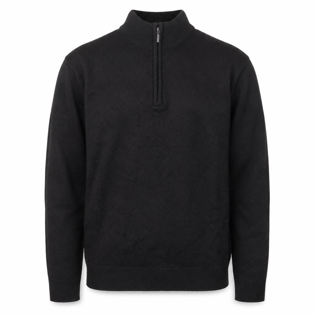 Brave Soul Men's Black L High Neck 1/2 Zip Jumper