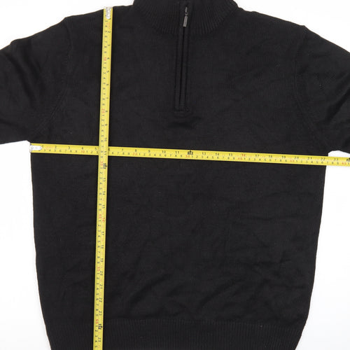 Brave Soul Men's Black L High Neck 1/2 Zip Jumper