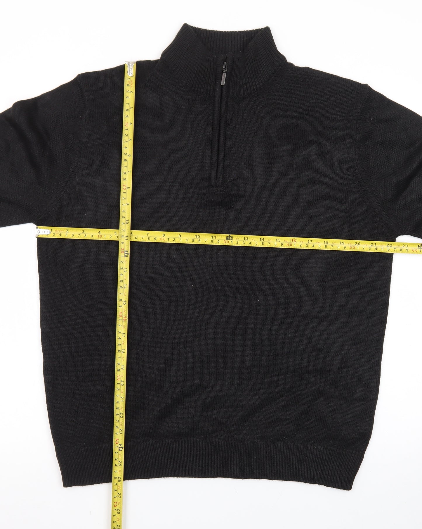 Brave Soul Men's Black L High Neck 1/2 Zip Jumper