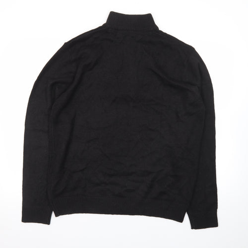 Brave Soul Men's Black L High Neck 1/2 Zip Jumper