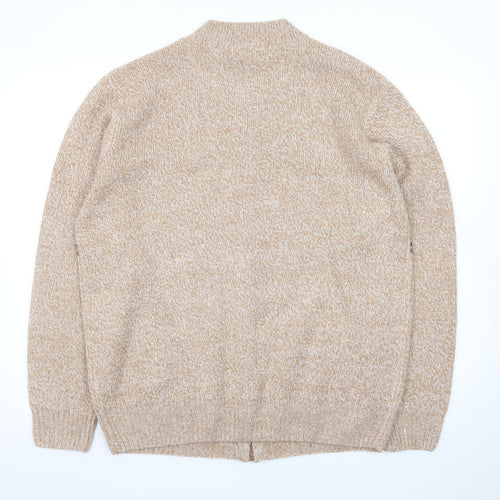 Tootal Men's Beige Fair Isle Wool Full Zip Cardigan Jumper L
