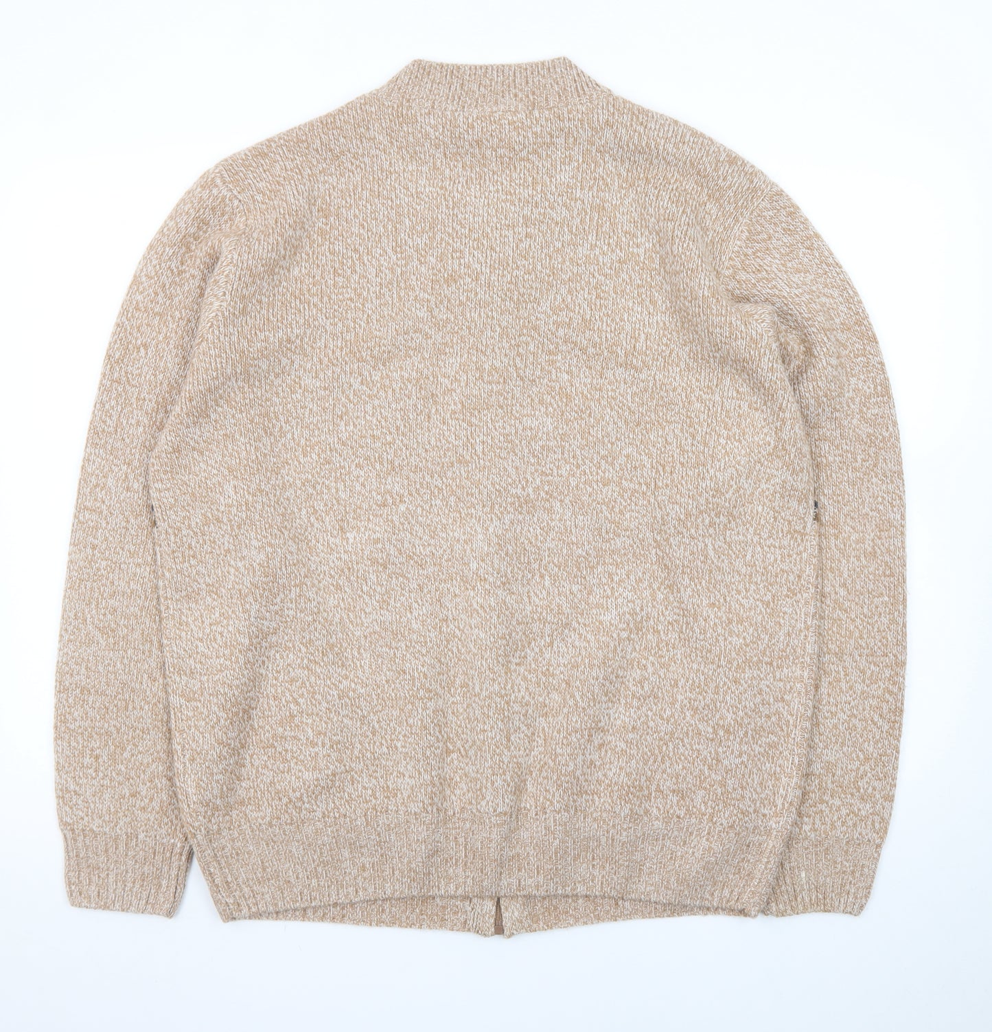 Tootal Men's Beige Fair Isle Wool Full Zip Cardigan Jumper L