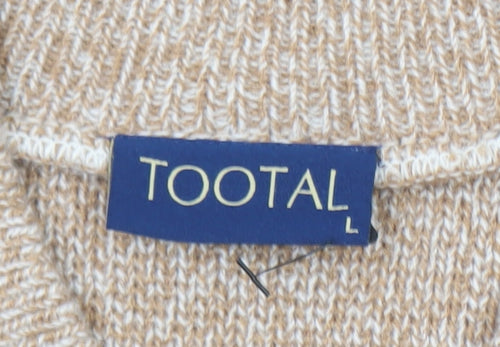 Tootal Men's Beige Fair Isle Wool Full Zip Cardigan Jumper L
