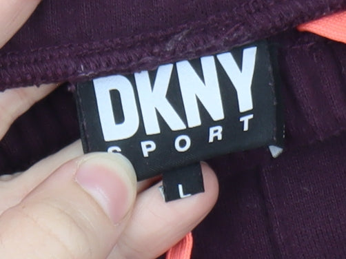 DKNY Sport Womens Burgundy Jogger Sweatpants Size L Cotton Blend