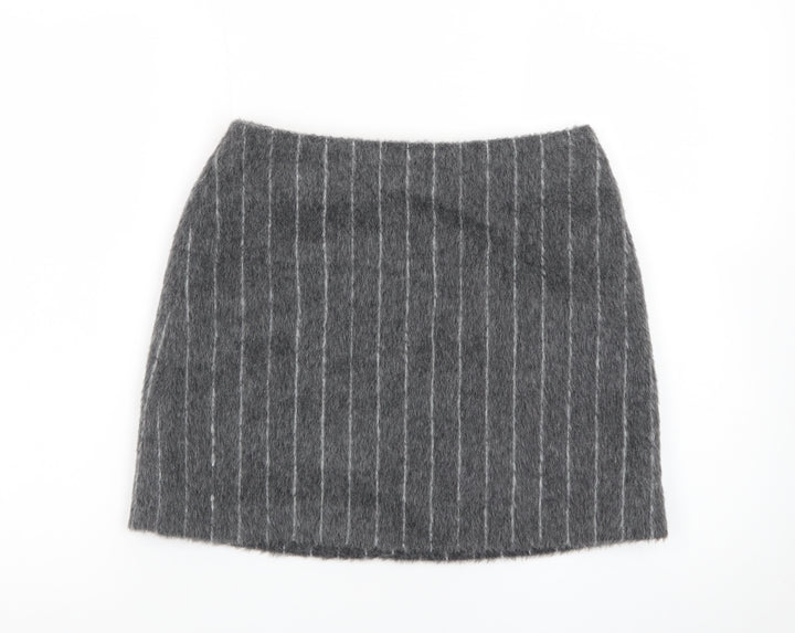 Marks and Spencer Women Grey Wool Tweed Short Pencil Skirt Size 8