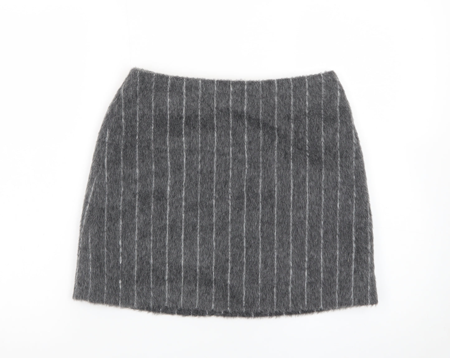 Marks and Spencer Women Grey Wool Tweed Short Pencil Skirt Size 8