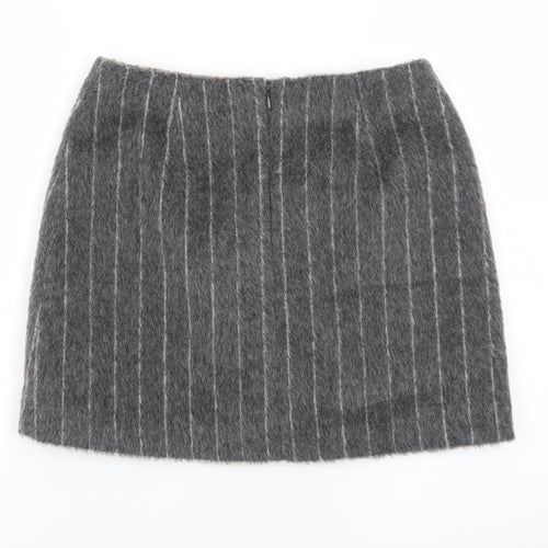 Marks and Spencer Women Grey Wool Tweed Short Pencil Skirt Size 8