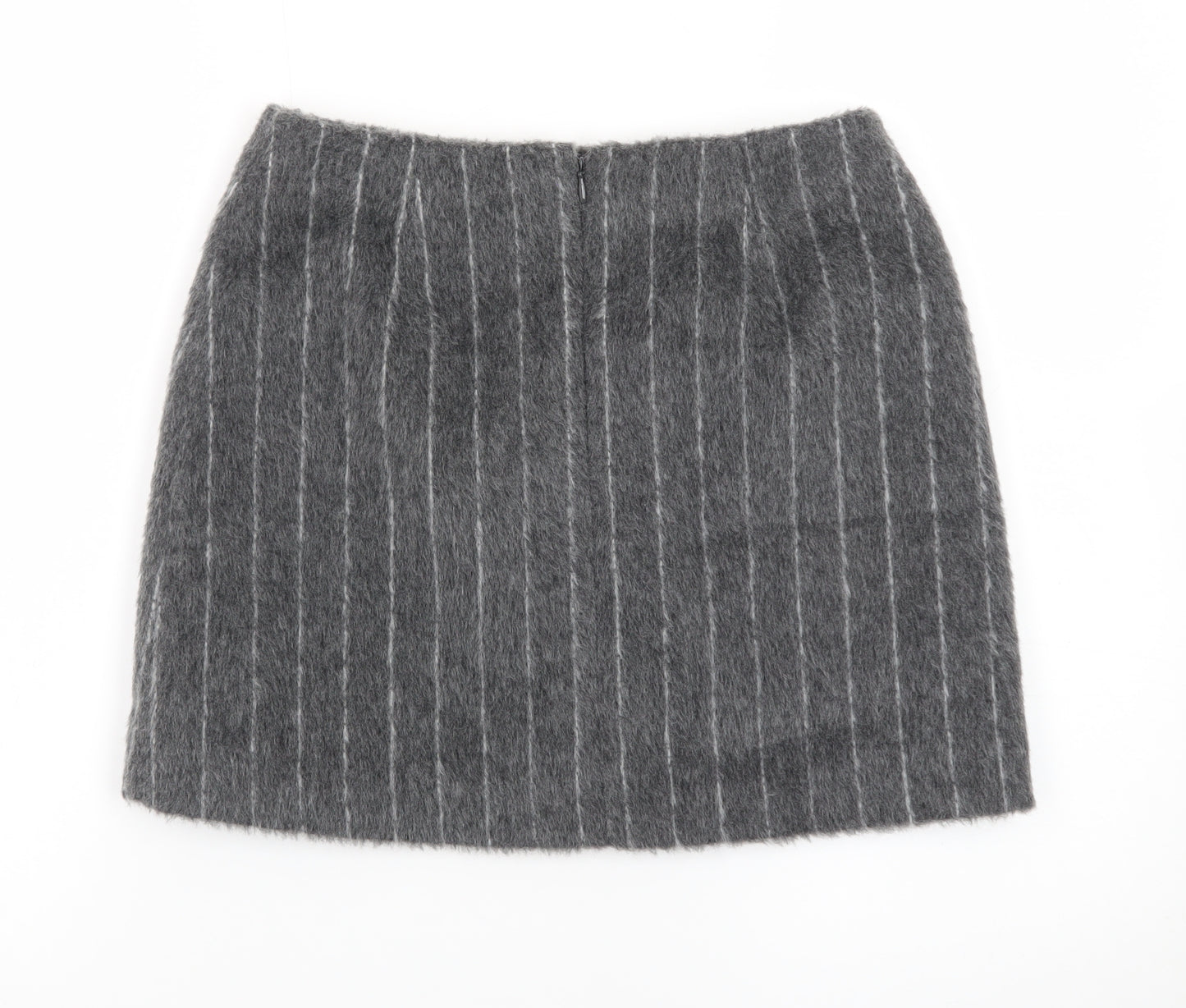 Marks and Spencer Women Grey Wool Tweed Short Pencil Skirt Size 8