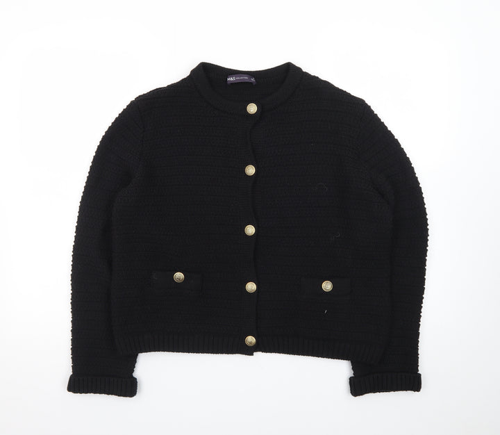 Marks and Spencer Women's Black Knit Button Cardigan Medium