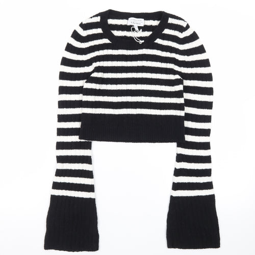 & Other Stories Women Black White Striped Rib-Knit Pullover Jumper S