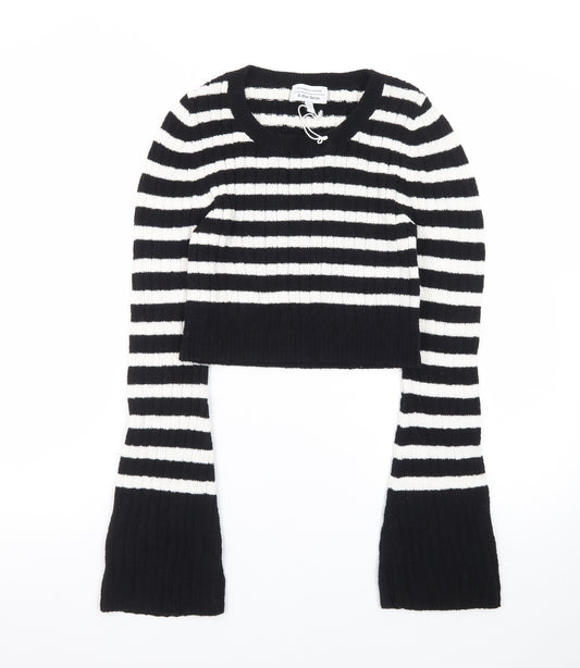 & Other Stories Women Black White Striped Rib-Knit Pullover Jumper S