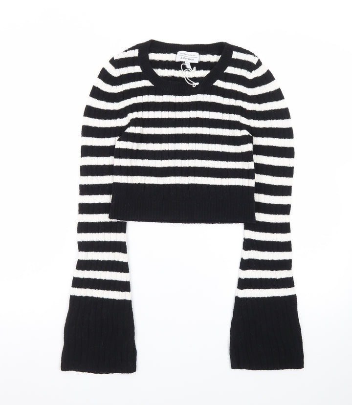 & Other Stories Women Black White Striped Rib-Knit Pullover Jumper S