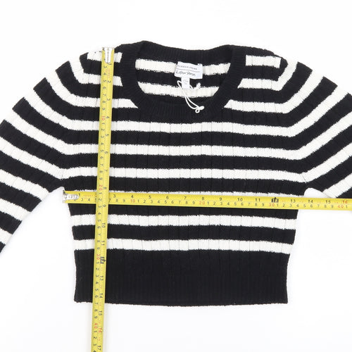 & Other Stories Women Black White Striped Rib-Knit Pullover Jumper S