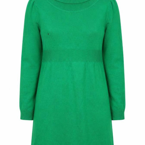 H&M Divided Women’s Green Jumper Dress Size 14 Cowl Neck Knit Long Sleeve