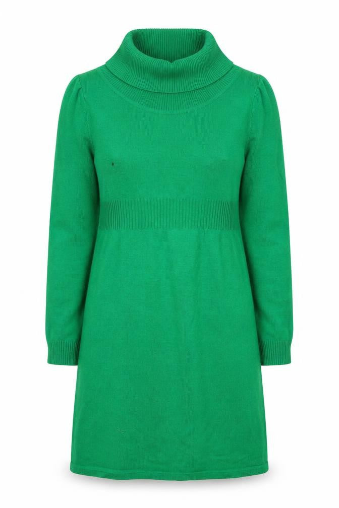 H&M Divided Women’s Green Jumper Dress Size 14 Cowl Neck Knit Long Sleeve