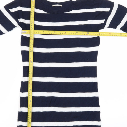 Intimissimi Women Blue Stripe Boat Neck 3/4 Sleeve Jumper S