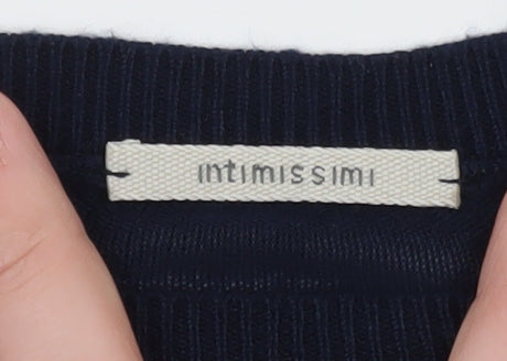 Intimissimi Women Blue Stripe Boat Neck 3/4 Sleeve Jumper S