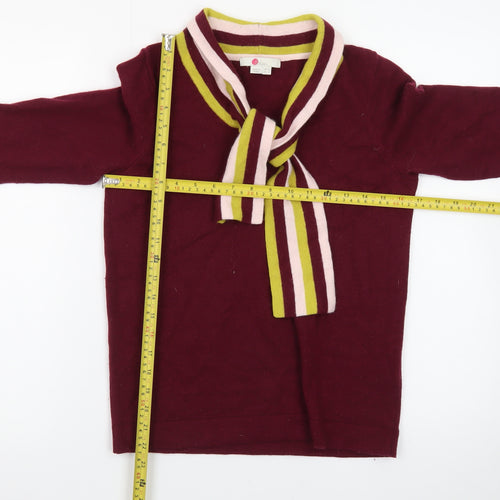 Boden Women Red Wool V-Neck 3/4 Sleeve Jumper Size 12