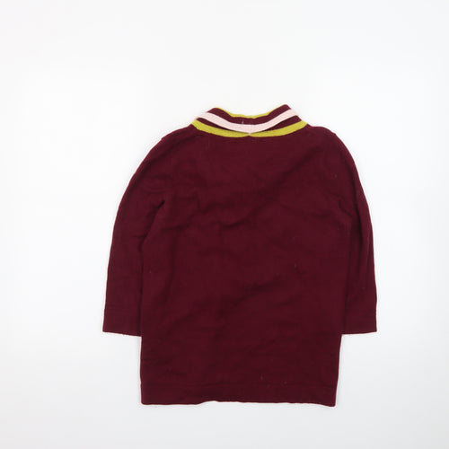 Boden Women Red Wool V-Neck 3/4 Sleeve Jumper Size 12