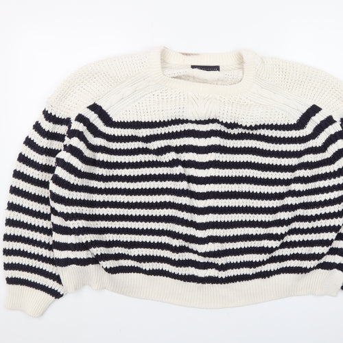 Marks and Spencer Women’s Navy Stripe Cotton Knit Jumper Size 24