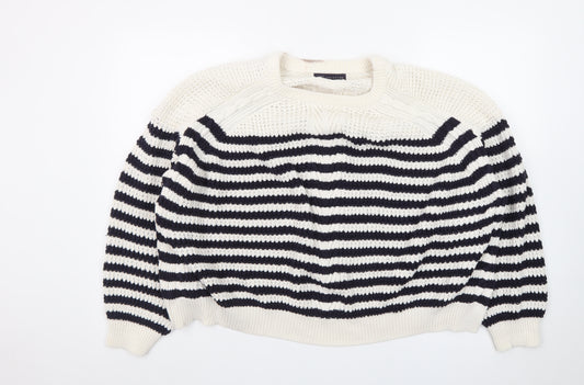Marks and Spencer Women’s Navy Stripe Cotton Knit Jumper Size 24