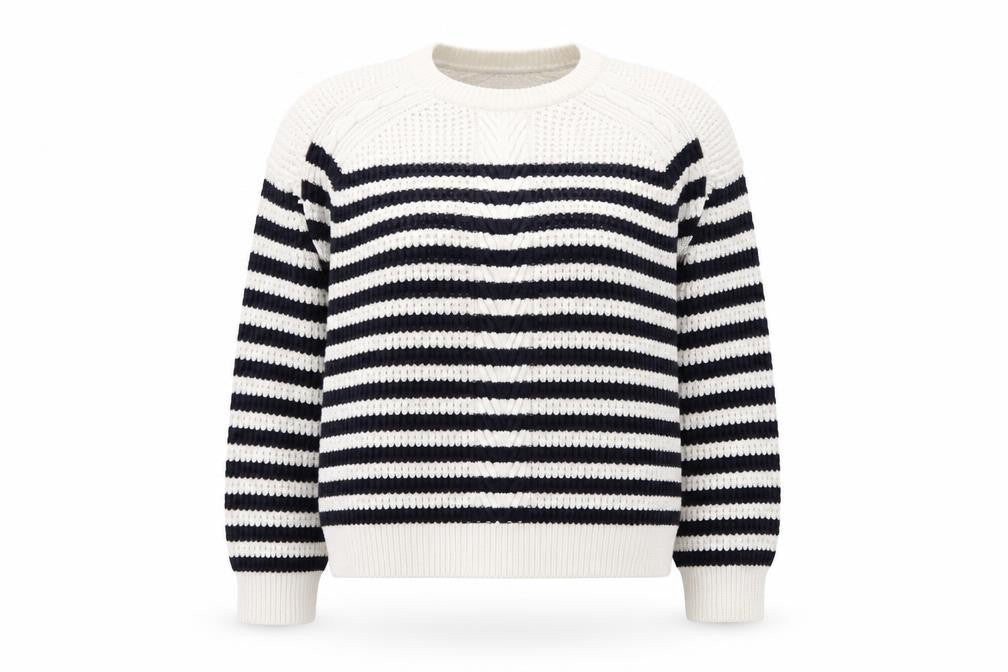 Marks and Spencer Women’s Navy Stripe Cotton Knit Jumper Size 24