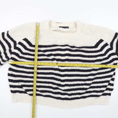 Marks and Spencer Women’s Navy Stripe Cotton Knit Jumper Size 24