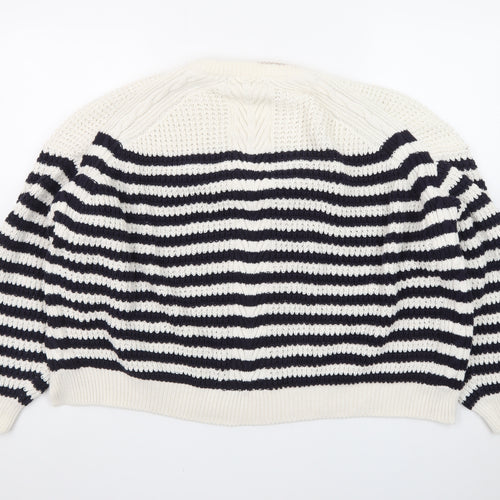 Marks and Spencer Women’s Navy Stripe Cotton Knit Jumper Size 24