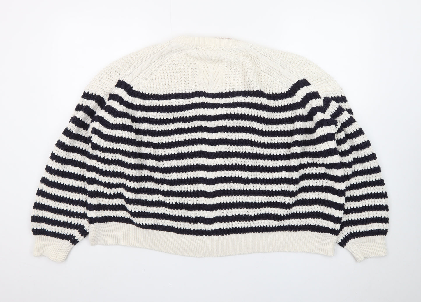 Marks and Spencer Women’s Navy Stripe Cotton Knit Jumper Size 24