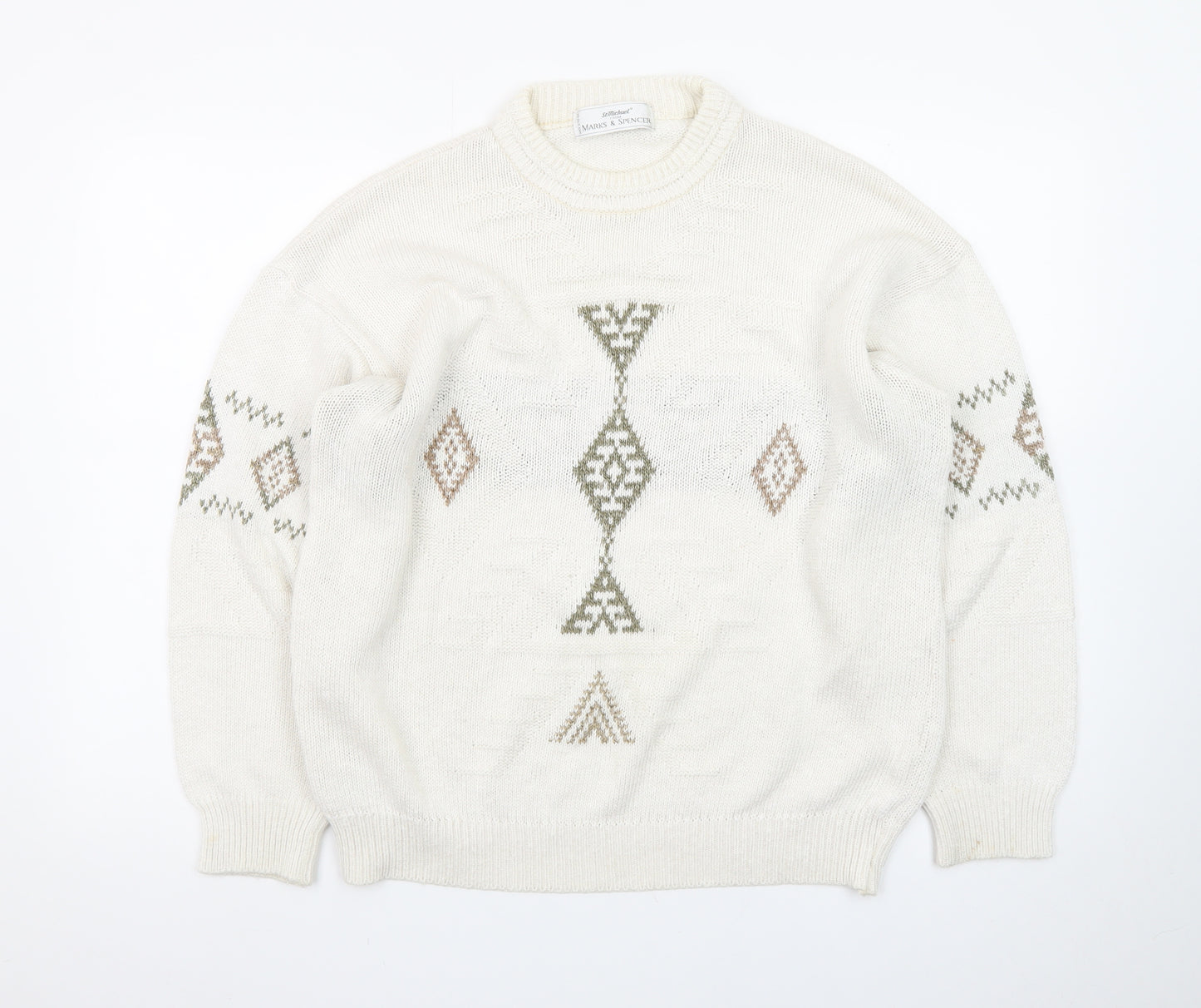 Marks and Spencer Women's Beige Aztec Knit Jumper Size M