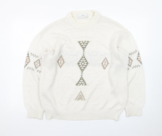Marks and Spencer Women's Beige Aztec Knit Jumper Size M