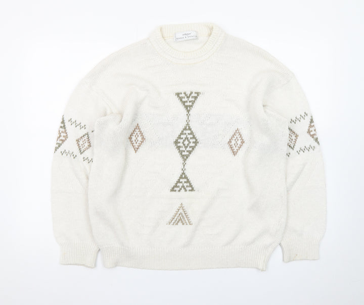 Marks and Spencer Women's Beige Aztec Knit Jumper Size M