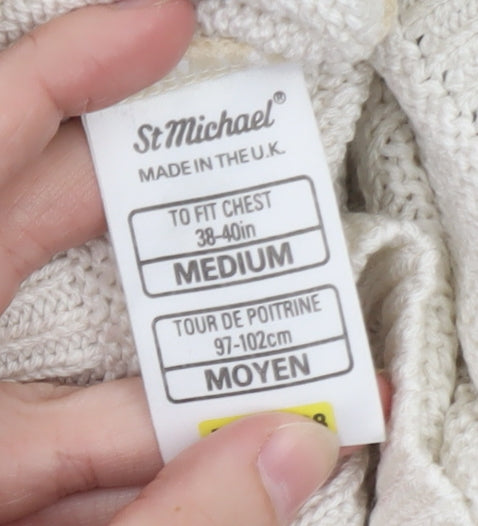 Marks and Spencer Women's Beige Aztec Knit Jumper Size M