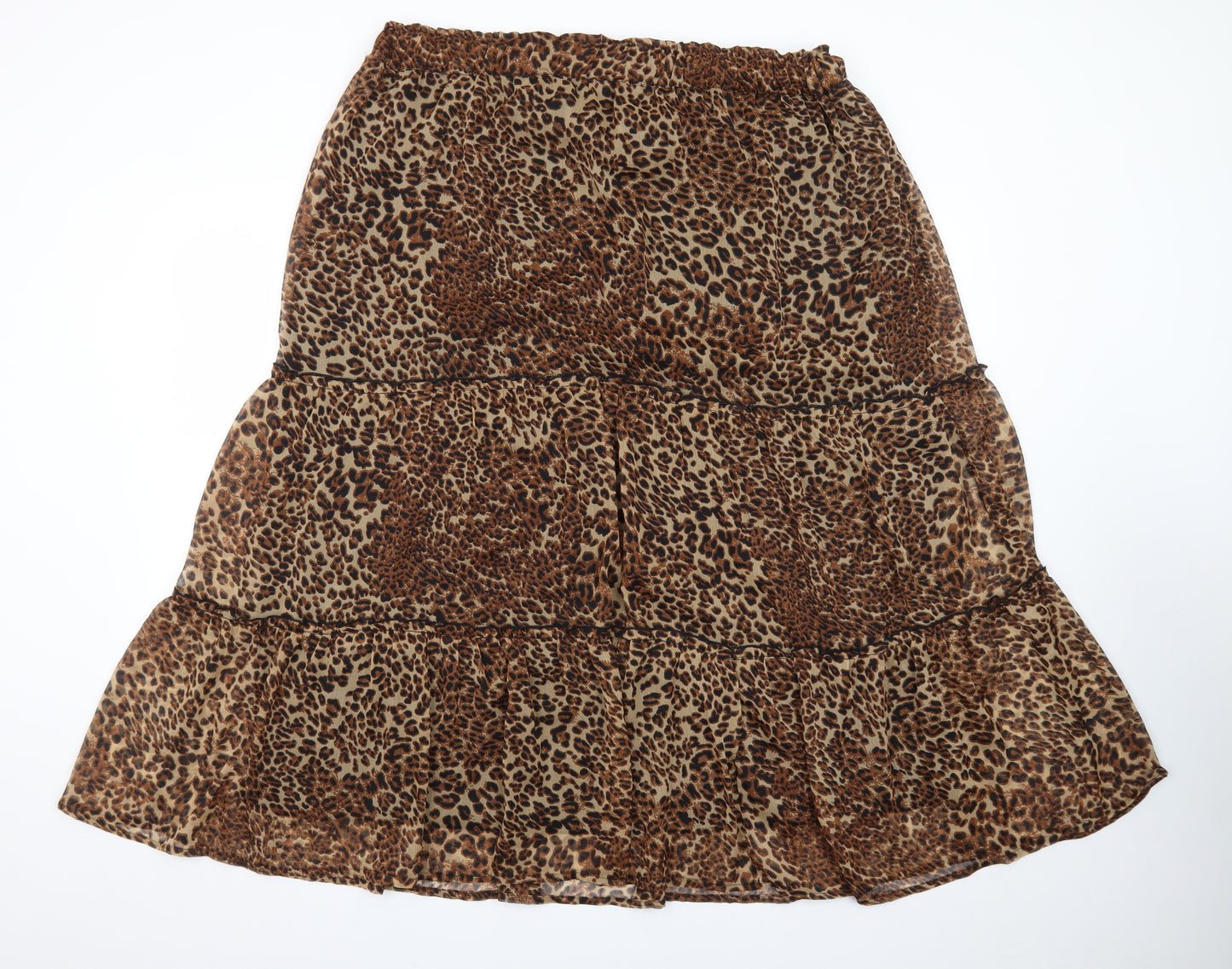 New Look Women's Brown Leopard Print Midi Peasant Skirt Size 18