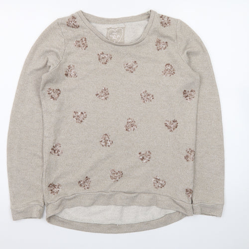 Next Women’s Beige Sequin Heart Knit Jumper Size 8