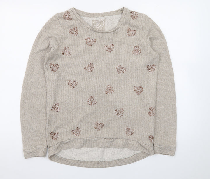 Next Women’s Beige Sequin Heart Knit Jumper Size 8