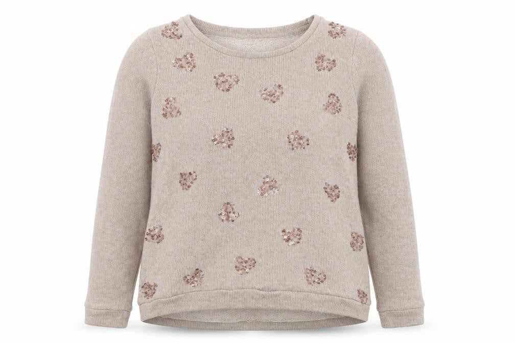 Front view of Next Women’s Beige Sequin Heart Knit Jumper, size UK 8