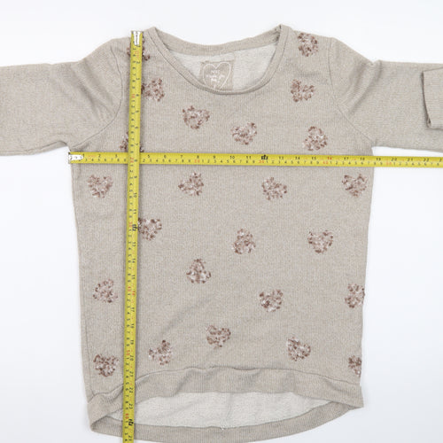Next Women’s Beige Sequin Heart Knit Jumper Size 8