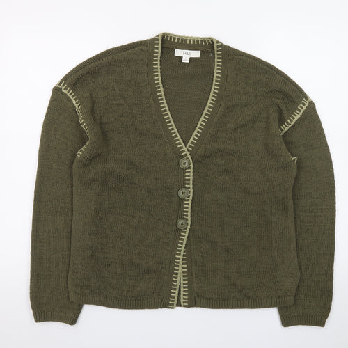 Marks and Spencer Women's Green V-Neck Knit Button Cardigan M