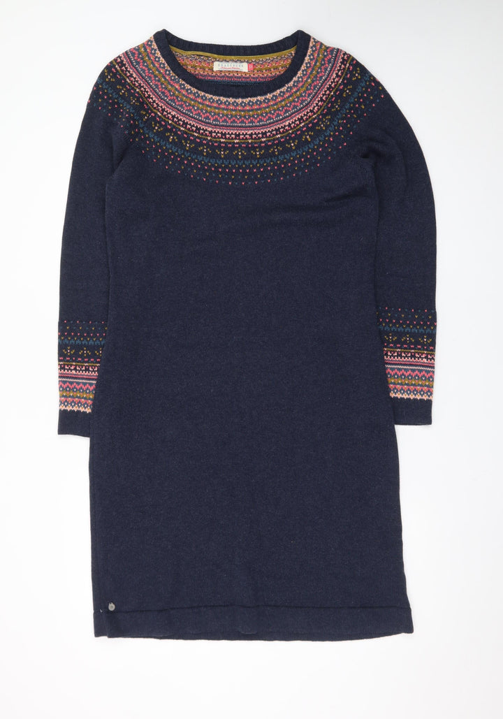 Brakeburn Women’s Blue Fair Isle Knit Jumper Dress Size 12