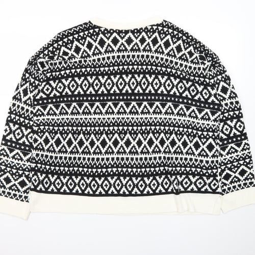Marks and Spencer Women Black Fair Isle Long Sleeve Pullover Jumper Size 24