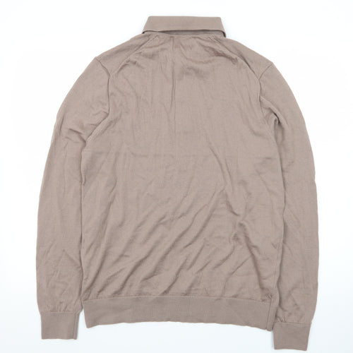 Marks and Spencer Men’s Beige Merino Henley Jumper L