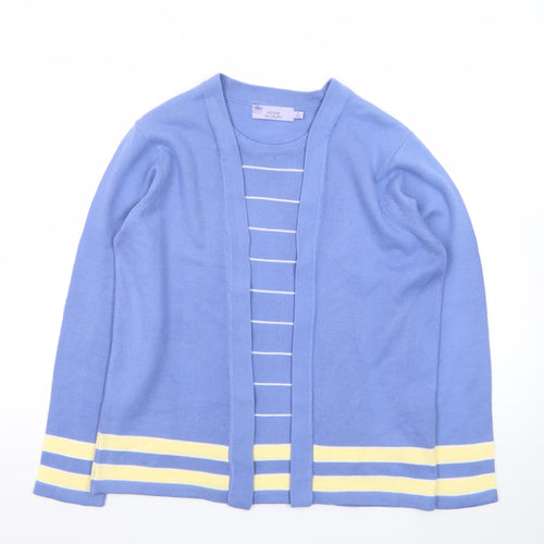 Honor Millburn Womens Blue Striped Knit Cardigan Size S 10-12