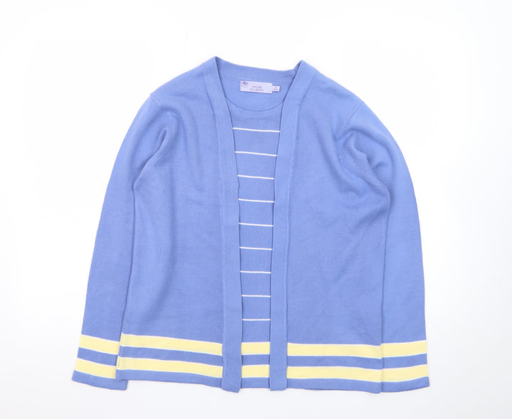 Honor Millburn Womens Blue Striped Knit Cardigan Size S 10-12